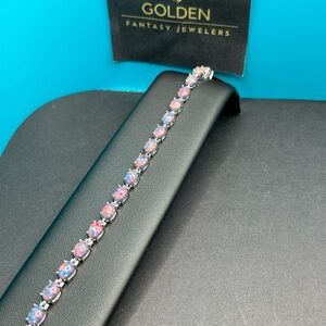 Ethiopian Black Opal Tennis Bracelet, Oval Black Opals, October Birthstone